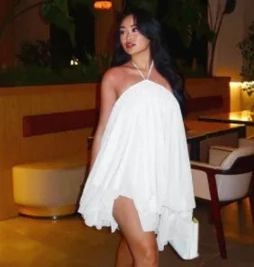 Elegant Sleeveless Halter Mini Dress