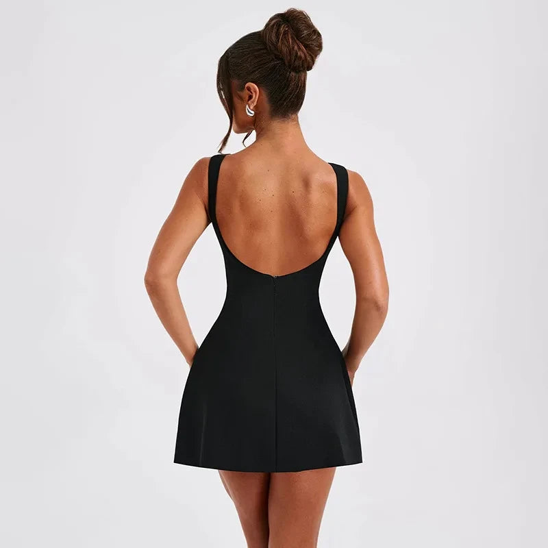 Sleeveless Backless Mini Dress