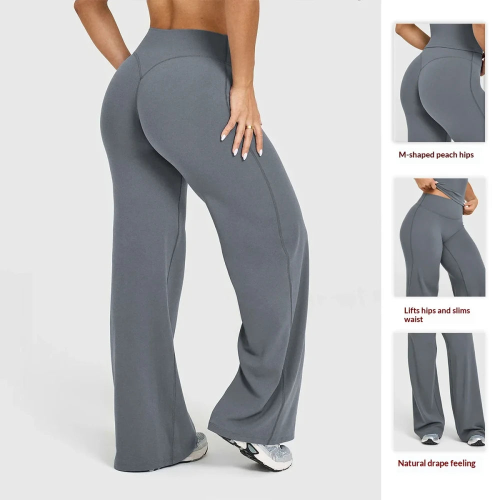 High Waisted Straight Leg Yoga Trousers